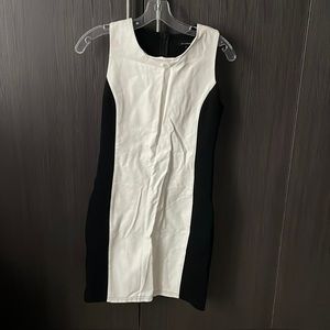 White and black leather dress